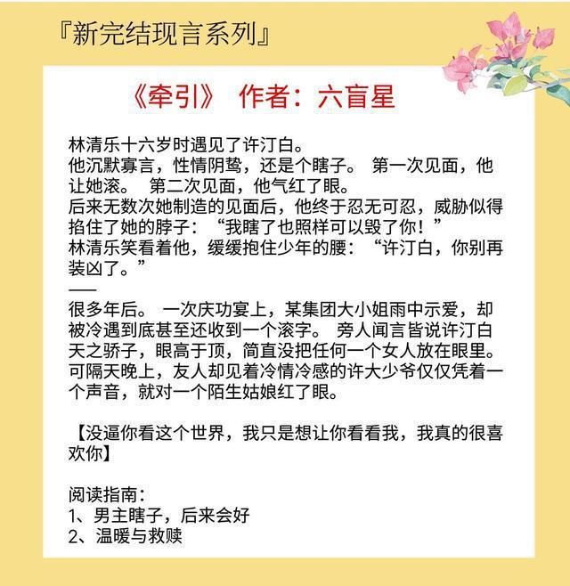 5本新完结现言宠文：双向救赎，娱乐圈，养成，女配逆袭，全都有