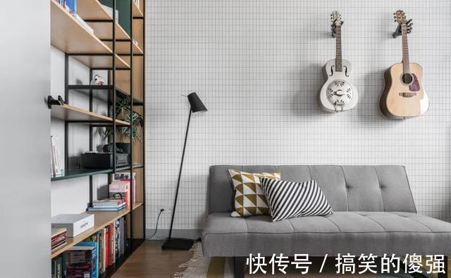 布艺沙发|108㎡现代简约风三室装修,用这样的木格栅做隔断,好美呀