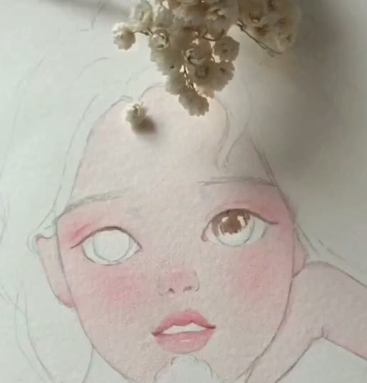 小女孩@美术生画小女孩,感觉暖心又很萌,网友:甜甜的感觉