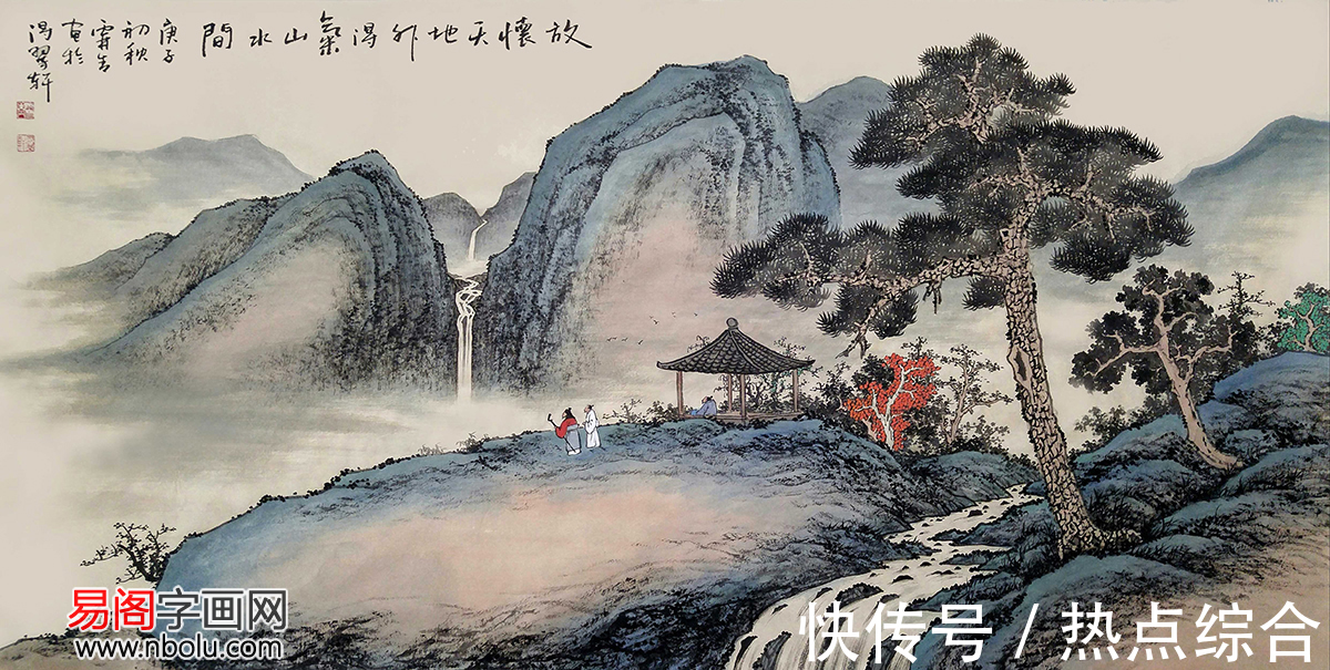 功力!上法古意,气象万千,霖青仿古山水画令人过目不忘