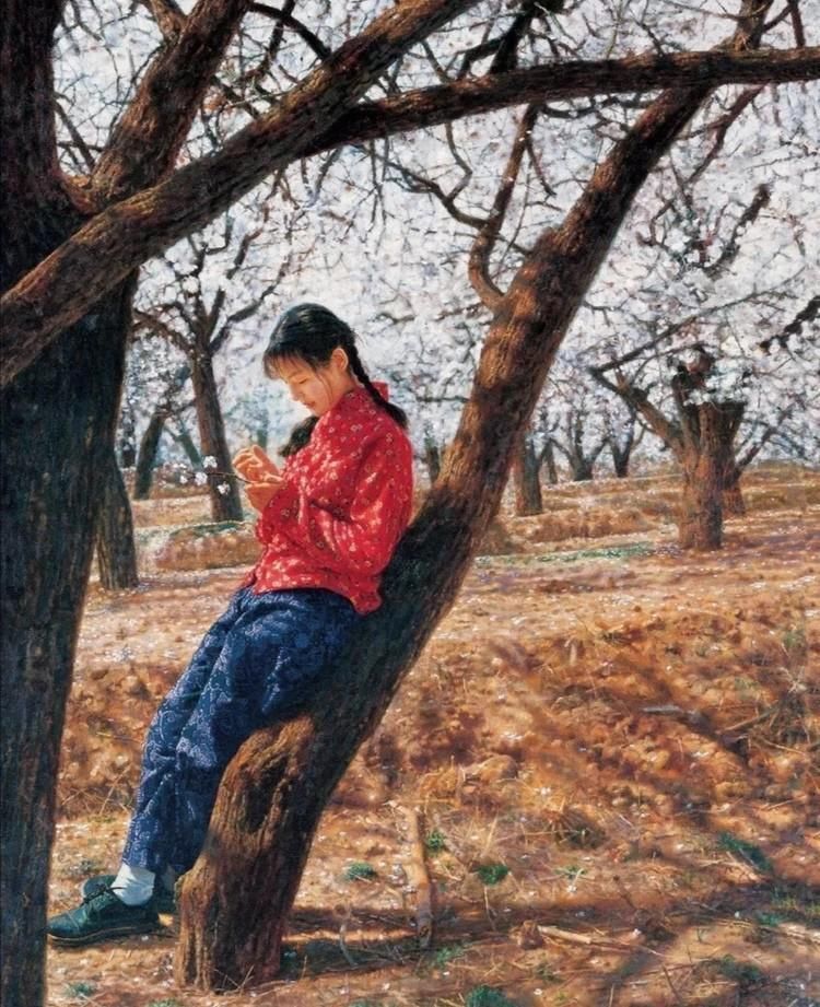 油画|他的油画单纯而不失丰富,将少女画得如此清纯