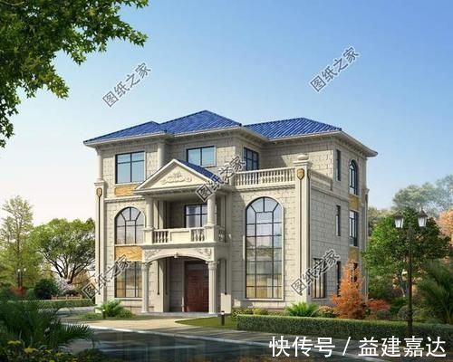 户型图|农村三层带罗马柱的房屋图片，准备在农村建房的有福了，建房参考