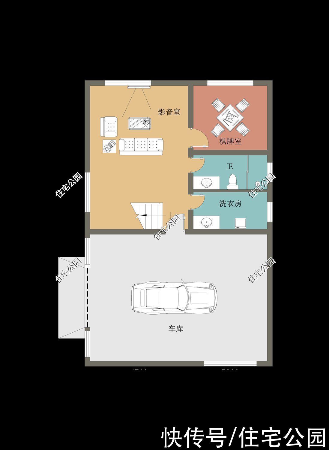 地下室|农村盖个地下室,既能停车还能看电影,这套8×12米户型可真实用