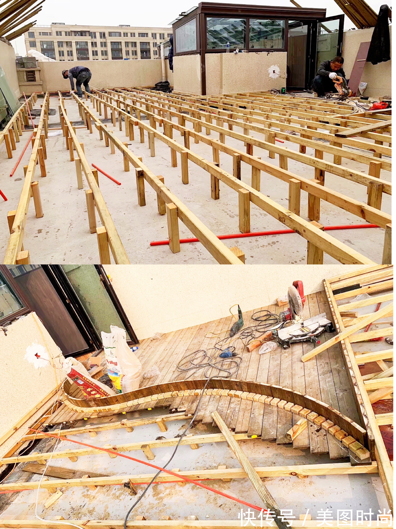 樟子松|花园改造:2万改造60㎡露台花园,户外地面防腐木成本及优劣分析