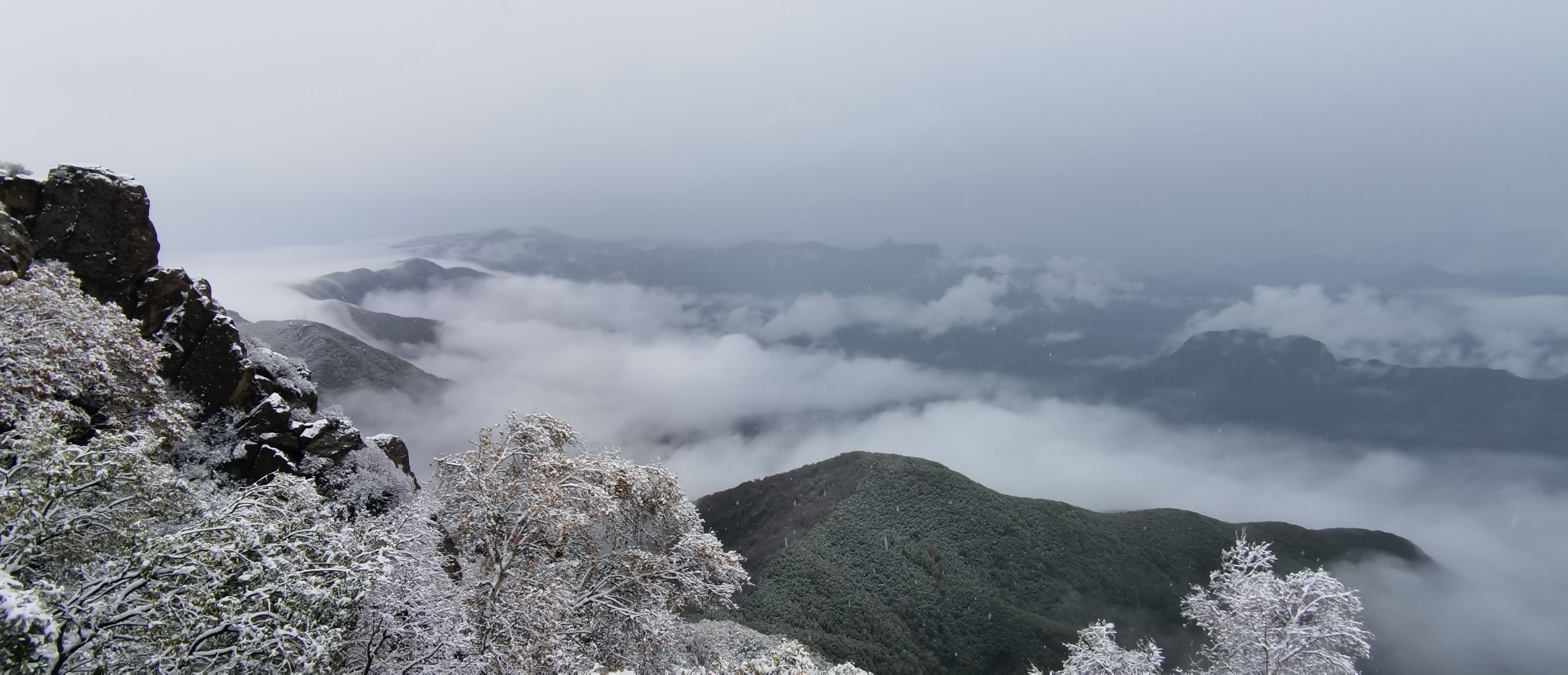 百花山|雪景与云海“同框”！今天的百花山美如仙境