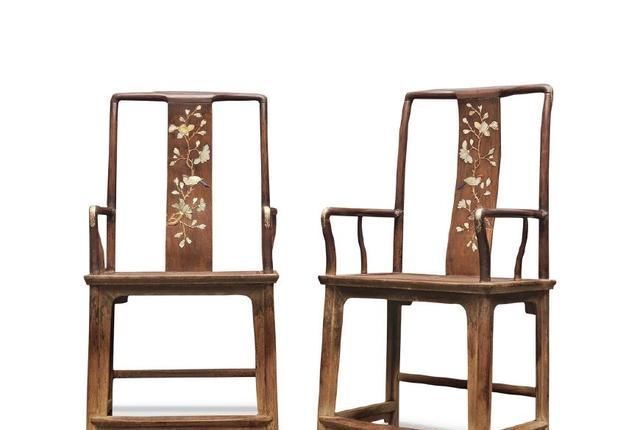 靠背周制南|明朝两对明朝黄花梨高靠背嵌入式白宝南官帽椅欣赏