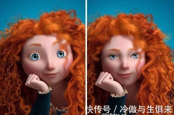 迪士尼动画|五官变正常的迪士尼公主,爱丽儿公主最可爱,艾莎女王失去美貌