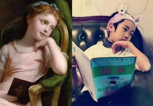家庭作业|孩子模仿“世界名画”,精髓把握得很到位,网友:气质拿捏死死的