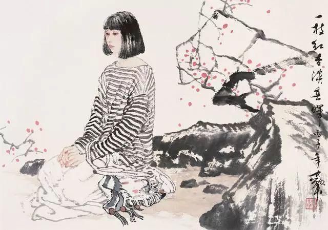 绢本!国画:何家英画笔下的怜怜女儿态,不同寻常的美感!