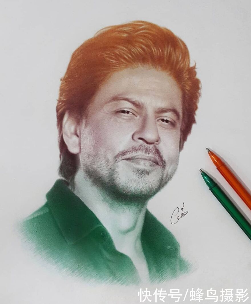 肖像&有这水平还要相机干嘛?30张圆珠笔画,图1画了一个月细到毛孔