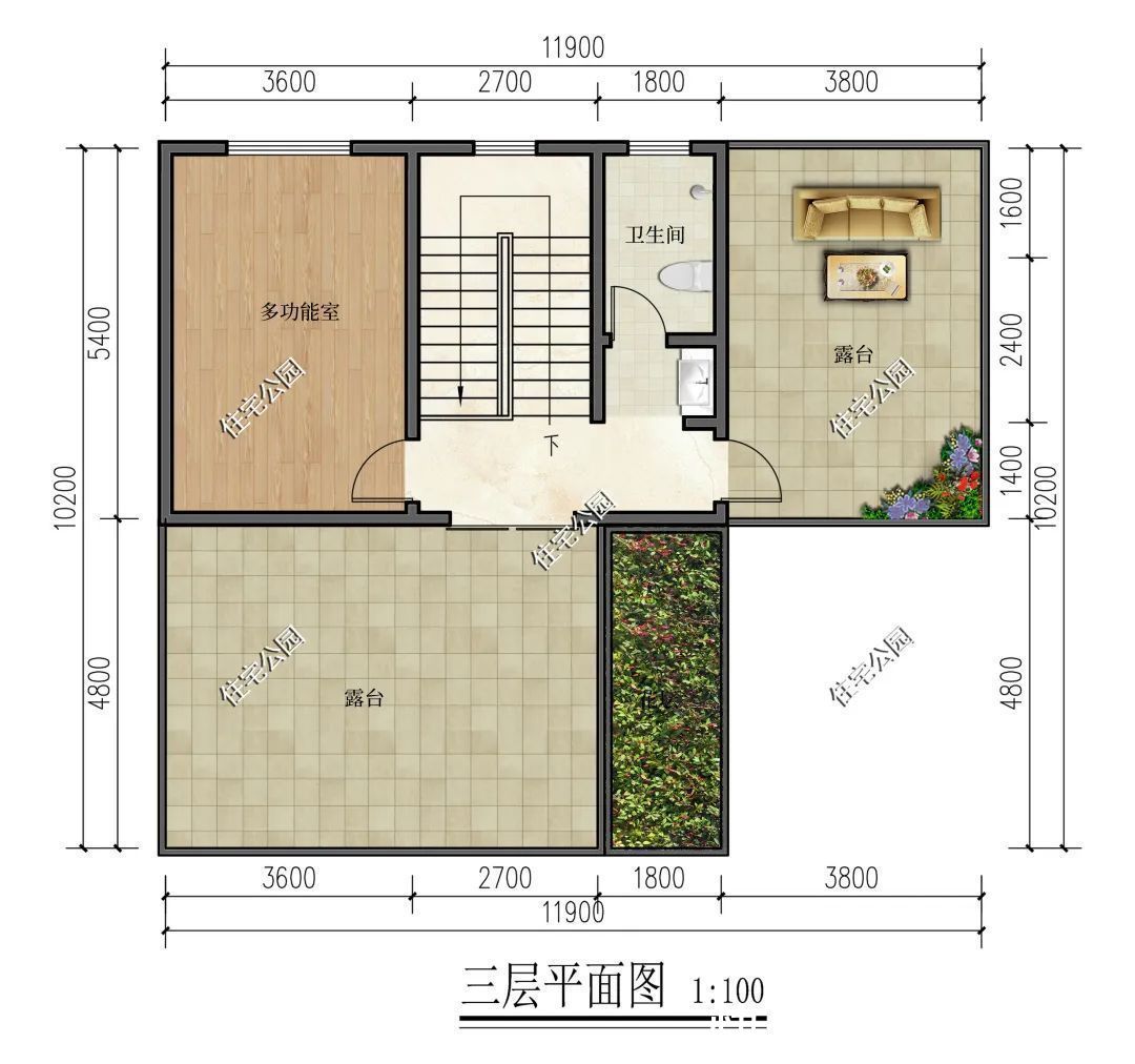 露台|一层实用，二层舒适，三层悠闲，20x19米精美别墅，纵享品质生活