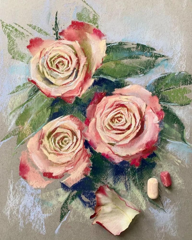 花瓣#太疯狂了!原来用粉笔画画,也可以这么美,简单几招教你,美到邻居羡慕嫉妒