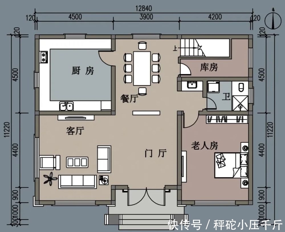 别墅|农村自建三层别墅,面宽不到13米,挑空客厅外加车库,经典又时尚