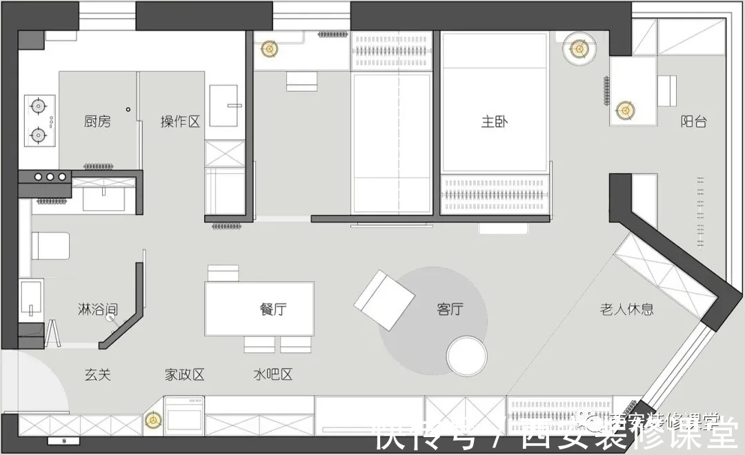 客餐厅|75㎡两室老破小,改造三室温馨居