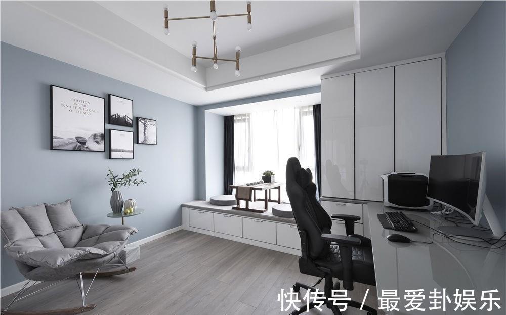 餐边柜|经典的黑白灰作为主色调,加入一些柔和的元素,打造舒适的四居室