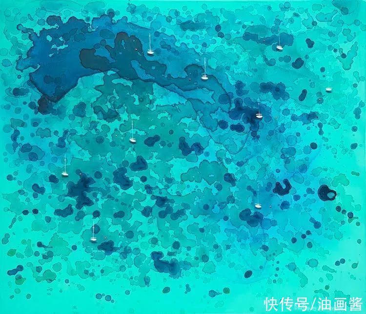 尤莉娅$她的画只有一滩稀薄的蓝色,简单到了极致,同时也美到了极致