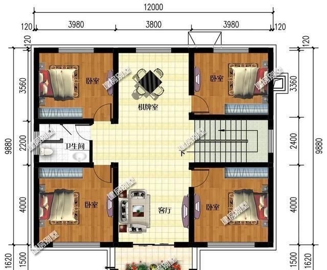 双跑楼梯|占地面积120左右，造型简约的两层小别墅，25万盖一栋