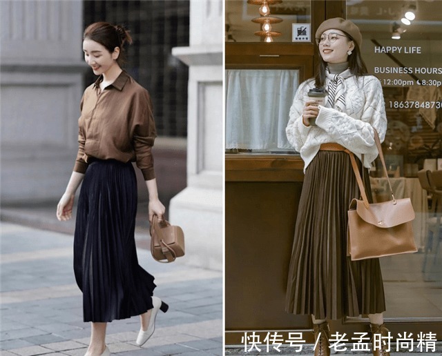 高跟靴|A字裙过时了,初秋流行百褶裙,时髦显瘦又显高