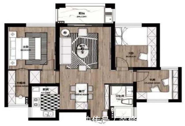 书房|92平现代风二居室,餐桌顶部居然设计了柜子的延伸效果