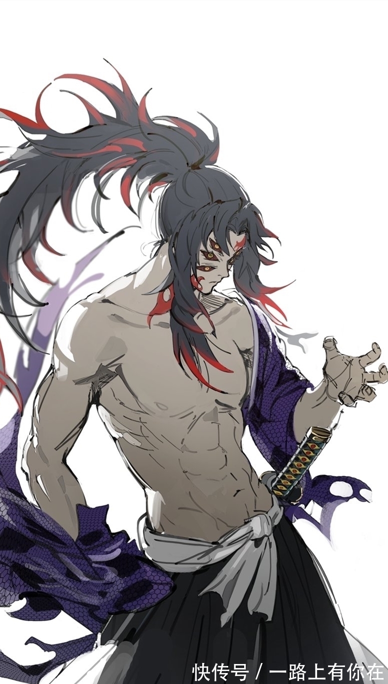 壁纸|《鬼灭之刃》黑死牟,动漫全面屏壁纸,据说是因为太丑所以被下线