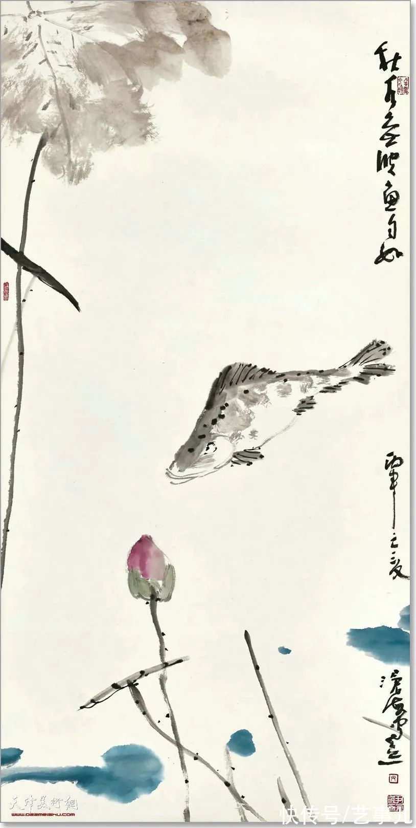 库尔勒!尹沧海教授荷花水禽作品欣赏:笔意简率自由 一派天趣自成