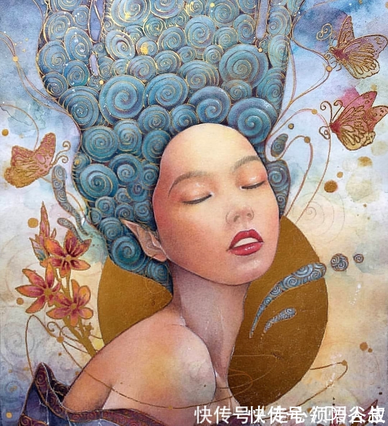 珀耳塞福涅&寂静宇宙中的明眸:色彩与金箔的交融,插画家卡法西斯的神话四季