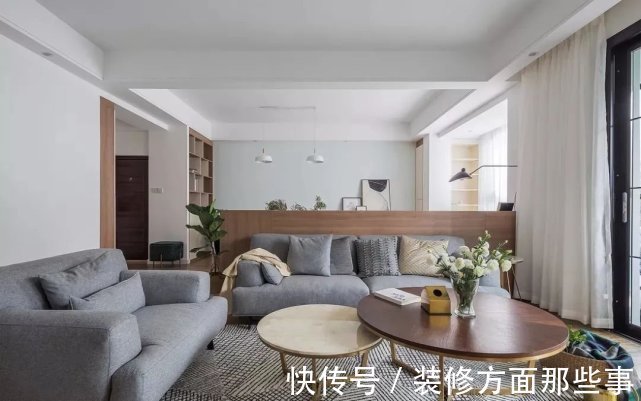 书桌|128㎡北欧四居室,横厅布局,你以为中间是隔断,结果是书桌