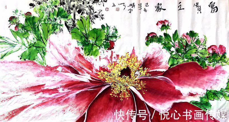 牡丹#画面溢花香，沁心扉，当代著名画家肖瑞权国画牡丹作品欣赏