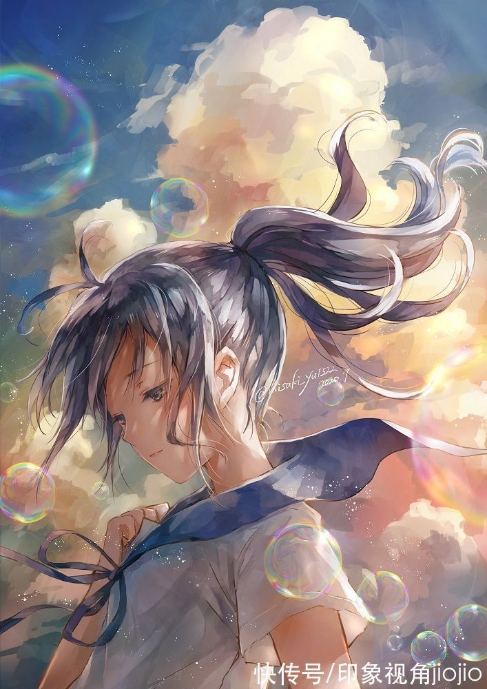 插画师@色彩绚丽的少女插画,用色大胆使画面极具感染力