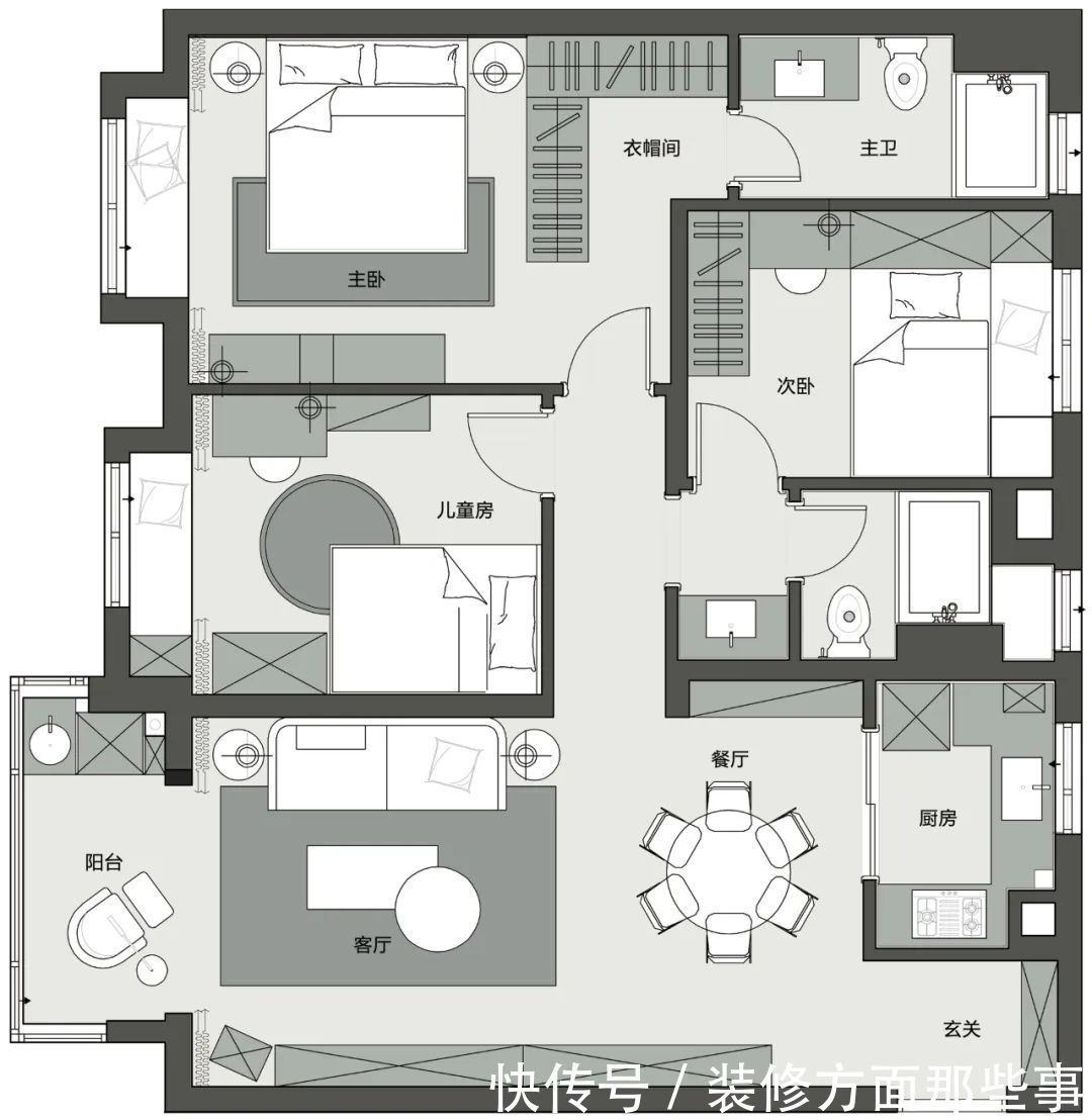 新房|120㎡现代简约风格新房装修，嵌入式电视柜包容性极佳！