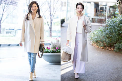 选白色大衣真聪明，早春穿搭也应景，端庄优雅又有亲和力