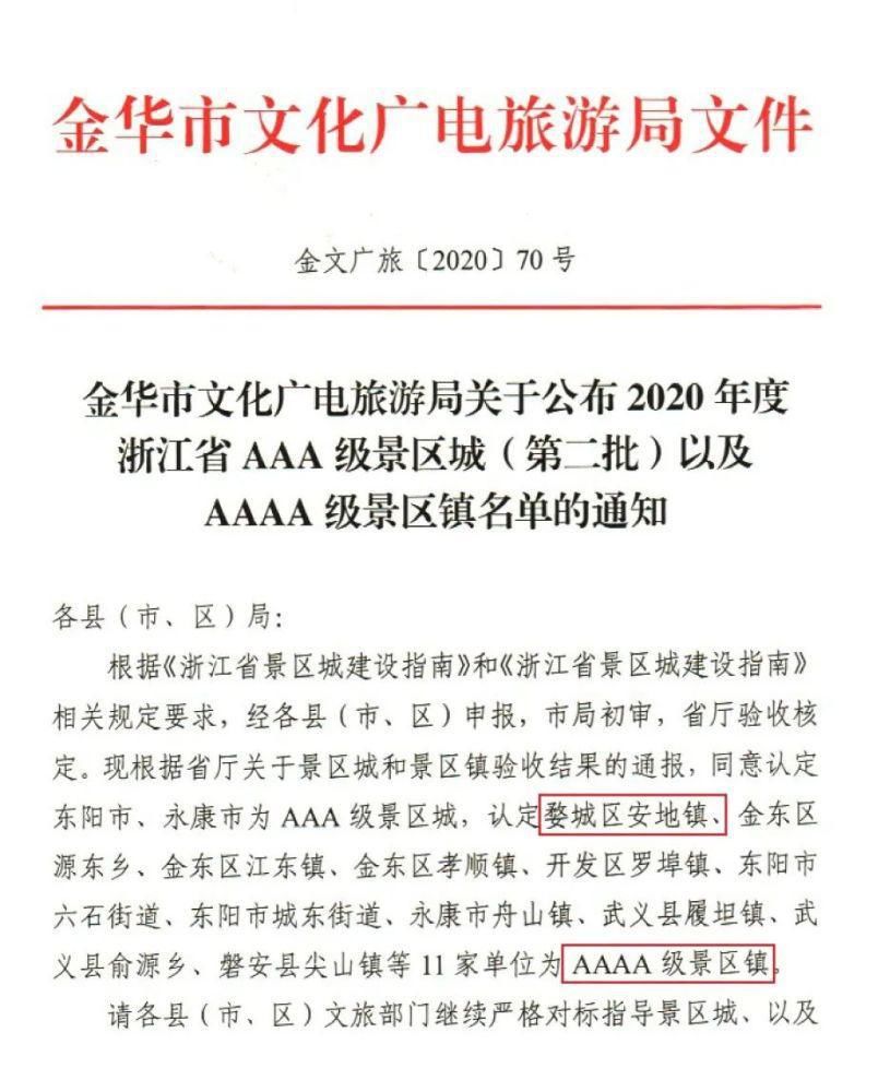 恭喜！金华这几个镇获评省4A级景区镇！