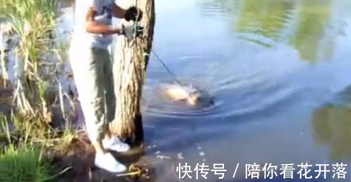 钓鱼|女子湖边徒手钓鱼,钓到一个大家伙,丈夫看后兴奋了