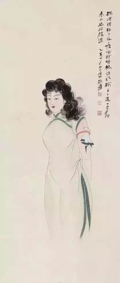 张大千绘制|国画里的旗袍