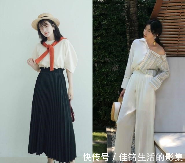 阔腿裤 今夏的“百褶裤”都流行这么穿也太洋气了!比阔腿裤显瘦又显高!