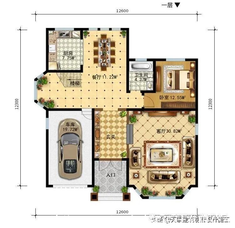 小洋房|四川宜宾30万二层农村小洋房设计 乡村盖别墅图纸带车库露台