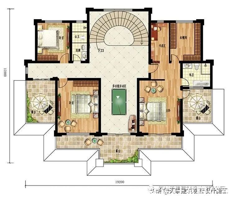中式风格|四川眉山仁寿三层新中式风格别墅，带堂屋挑空客厅，农村盖房图纸