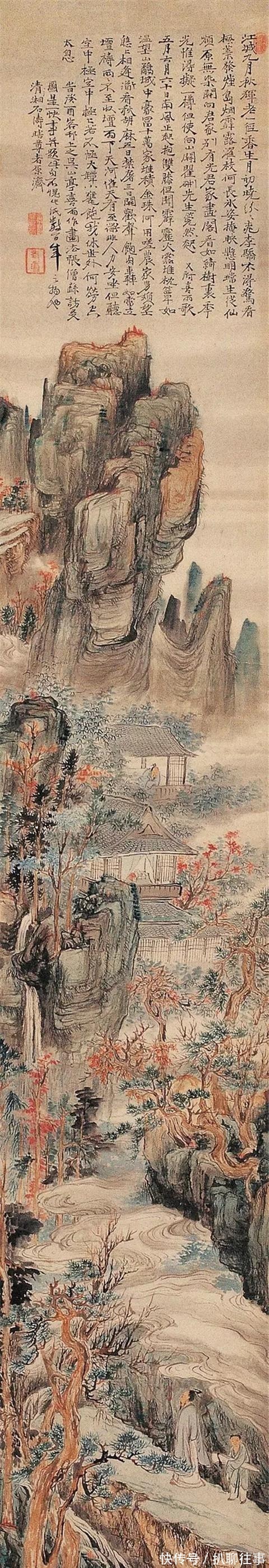 西岩松雪图@清初四大画僧笔下的意境山水,不只是养眼