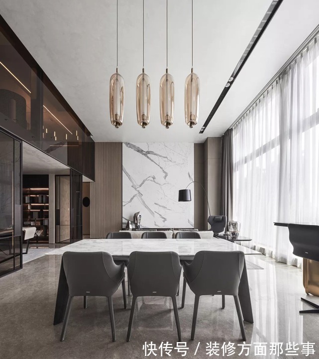 大理石|200平現代六居室結構性強，空間質感不言而喻