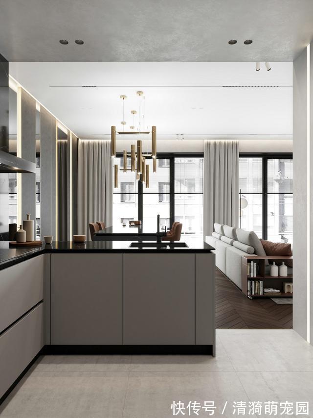 微水泥|现代轻奢两居：又见木质与石材，又见精致与高级