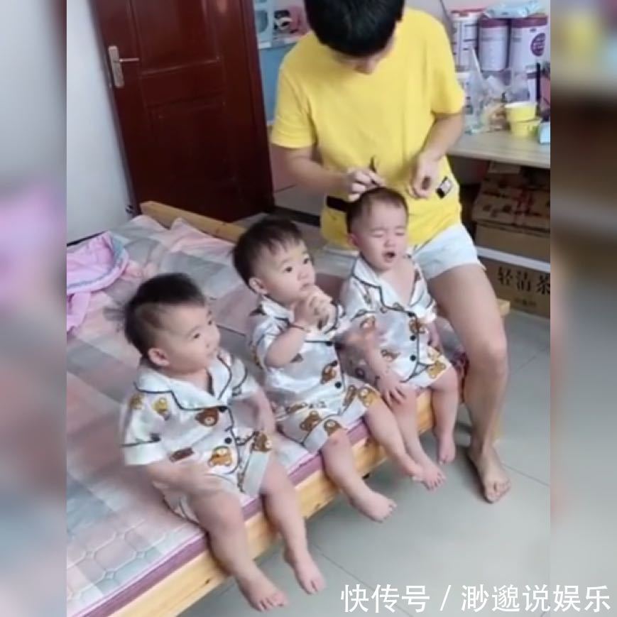 小辫子|爸爸为区分三胞胎大小,给娃扎不同小辫火了,网友这怕是随机的