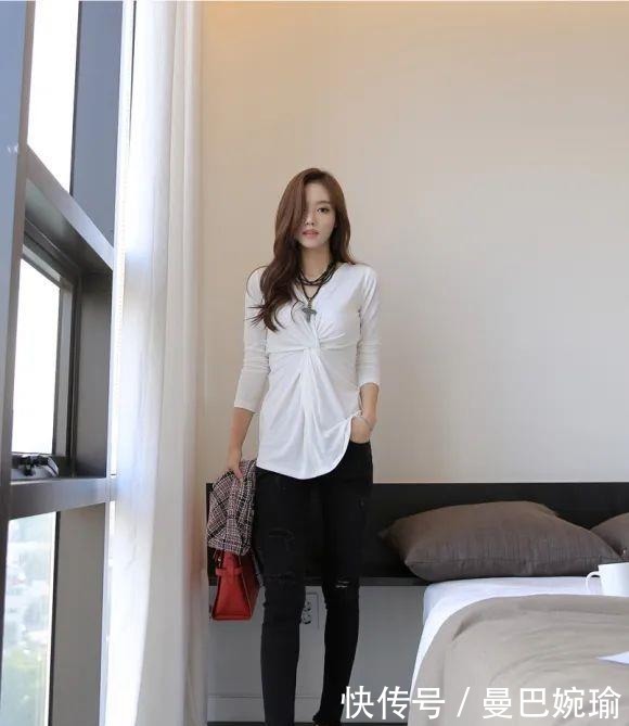 长袖|美人美图孙允珠:初秋皮特时尚V领长袖上衣!