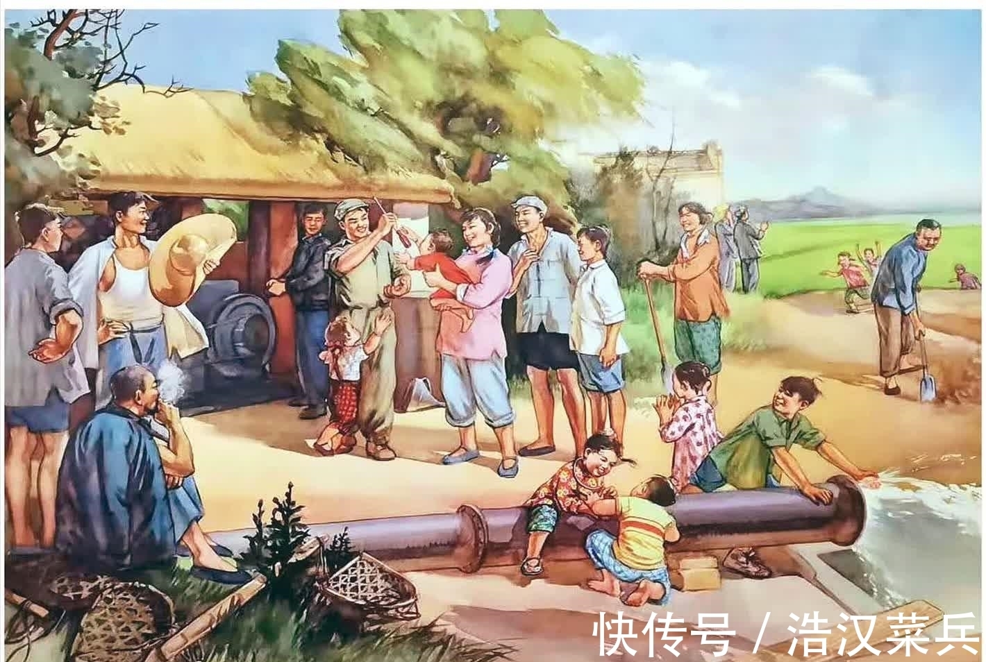 合作社!红色年代年画作品,青年勘察队,合作社里装电灯,扭转南粮北调