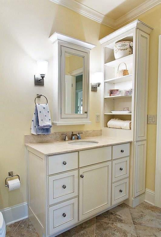 台面|我咋没想到,把L型洗漱台加高1米打柜子,双倍收纳跟别人不一样