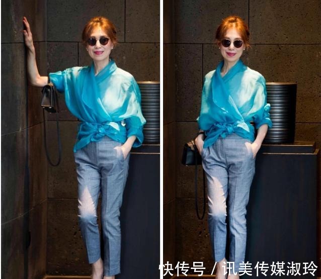 九分裤|这才是60岁该有的早秋穿搭！“衬衫+九分裤”，露出脚踝更时髦