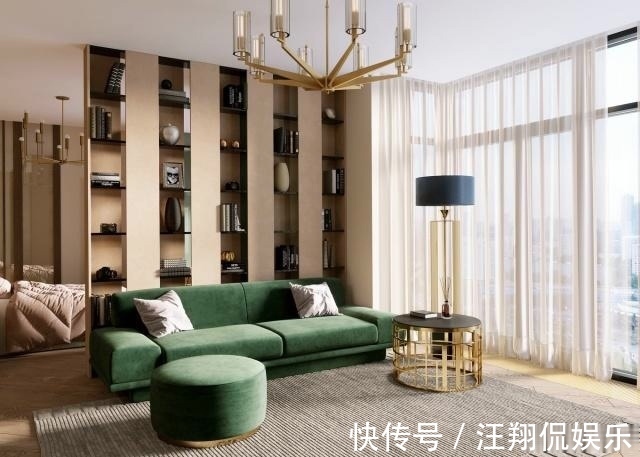 现代风格的轻奢设计,金色与绿色的完美搭配