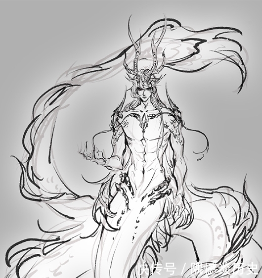 灰灰|《天官赐福》灰灰画的龙花,和人鱼谢怜很配,尾巴真的好长啊!