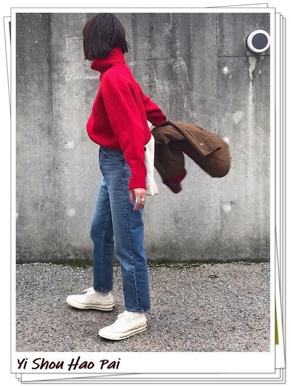 春节要带一点红！红色高领针织衫的20种搭配分享