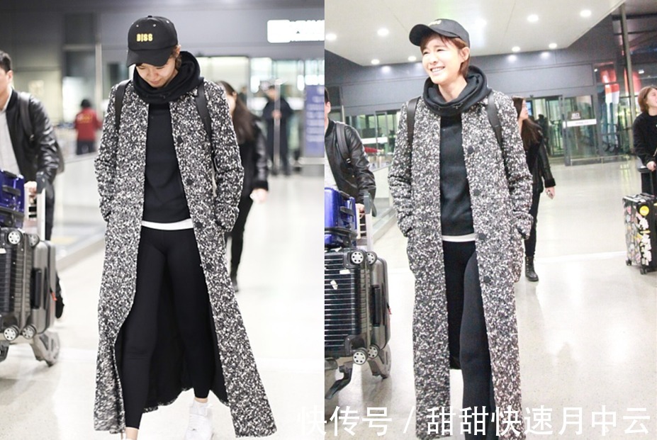 紧身裤 李艾都42岁了,可皮肤还是那么白皙,身材也好,穿黑卫衣都很减龄