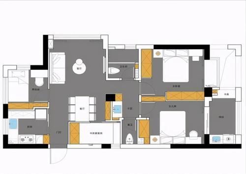 客厅|90㎡现代极简风,改善性房装成四房,满足二胎三代人的居住条件